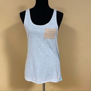 *3 FOR $10 SALE* Volcom Stone Only Knot Racer Back Tank - White & Blue - Size S